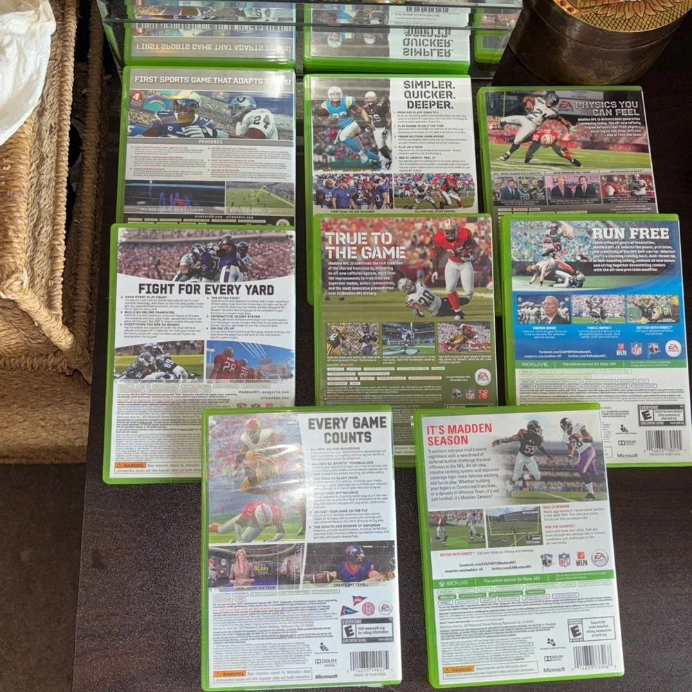 EUC MICROSOFT XBOX 360 MADDEN BUNDLE of 7 Games WITH NCAA 10.